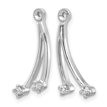 14k White Gold 2-Stone Dangle 1/8 carat AA Diamond Earring Jackets