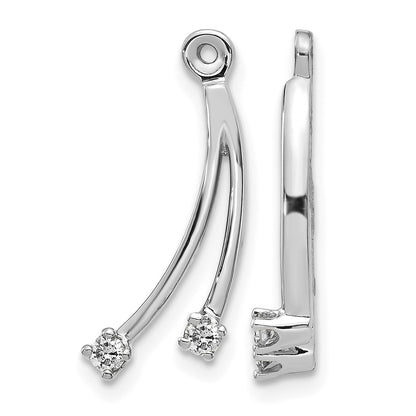 14k White Gold 2-Stone Dangle 1/8 carat AA Diamond Earring Jackets