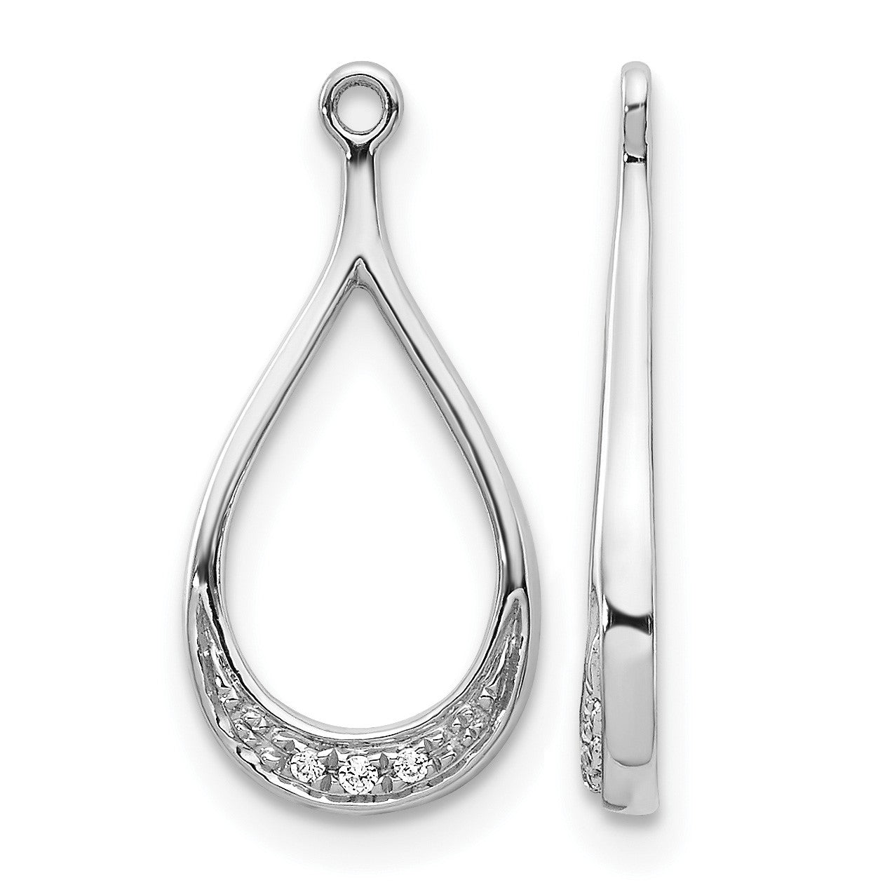 14k White Gold Teardrop Diamond Earring Jackets