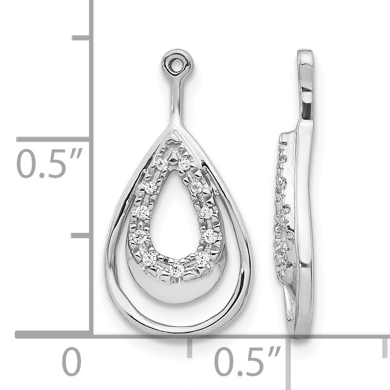 14k White Gold Double Teardrop Diamond Earring Jackets