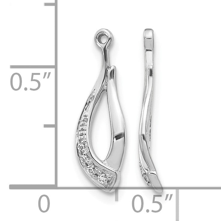 14k White Gold Twisted Teardrop 1/20 carat Diamond Earring Jackets