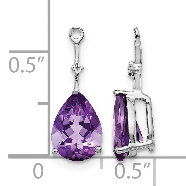14k White Gold Diamond and 8x6 Pear Amethyst Earring Jackets