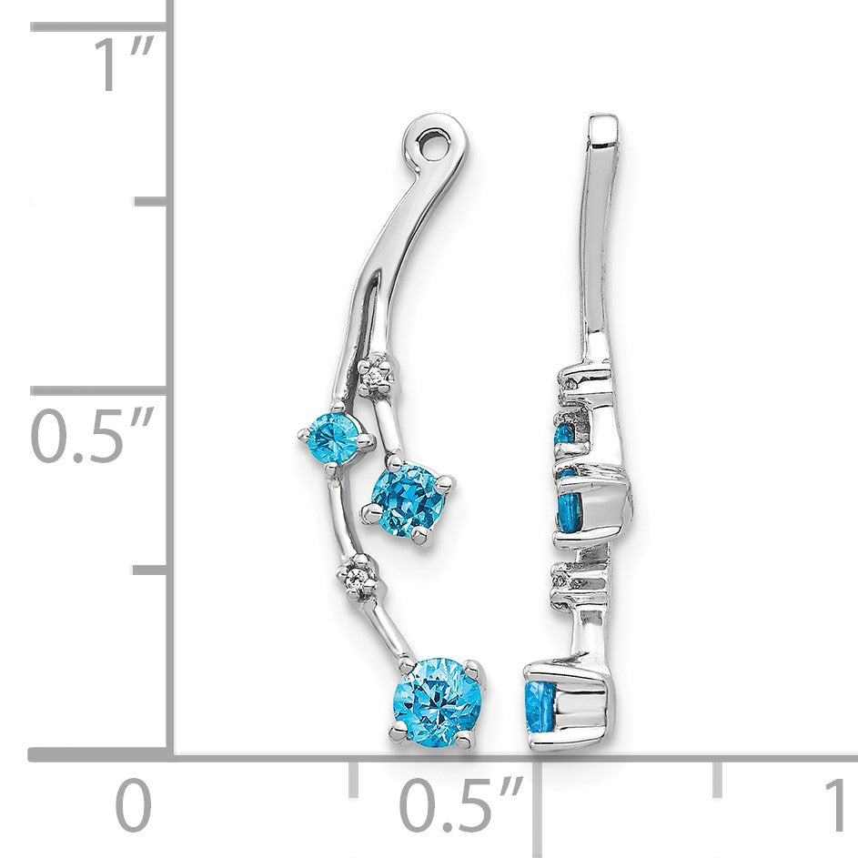 14k White Gold Diamond and Blue Topaz Dangle Earring Jackets