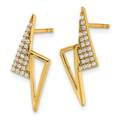 14K Polished 1/5 carat Diamond Geometric Triangles Fashion Post Earrings