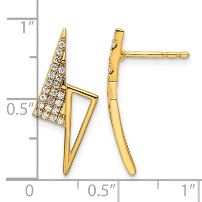 14K Polished 1/5 carat Diamond Geometric Triangles Fashion Post Earrings