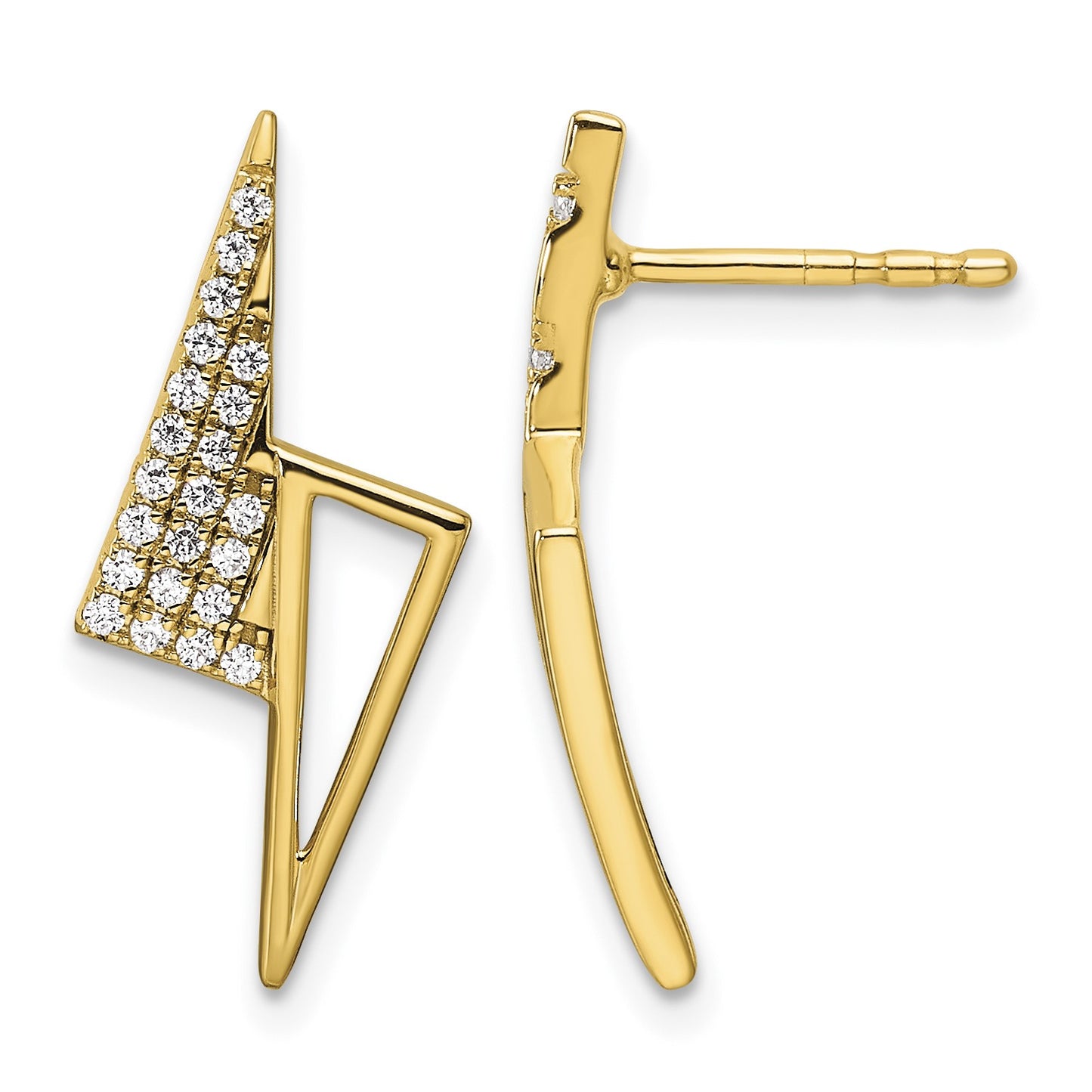 14K Polished 1/5 carat Diamond Geometric Triangles Fashion Post Earrings