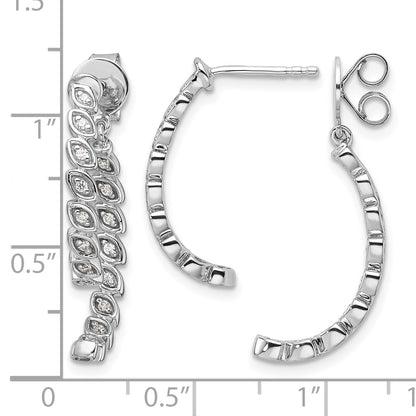 14K White Gold Polished 1/5 carat Diamond Front and Back Dangle Earrings