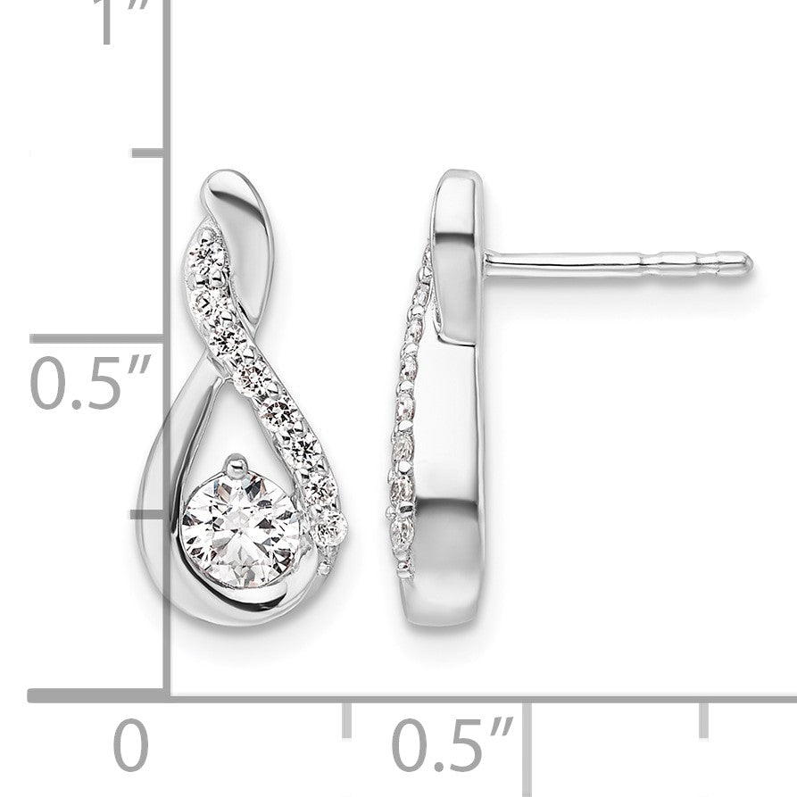 14K White Gold Polished 5/8 carat Diamond Teardrop Post Earrings