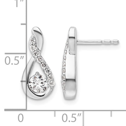 14K White Gold Polished 5/8 carat Diamond Teardrop Post Earrings