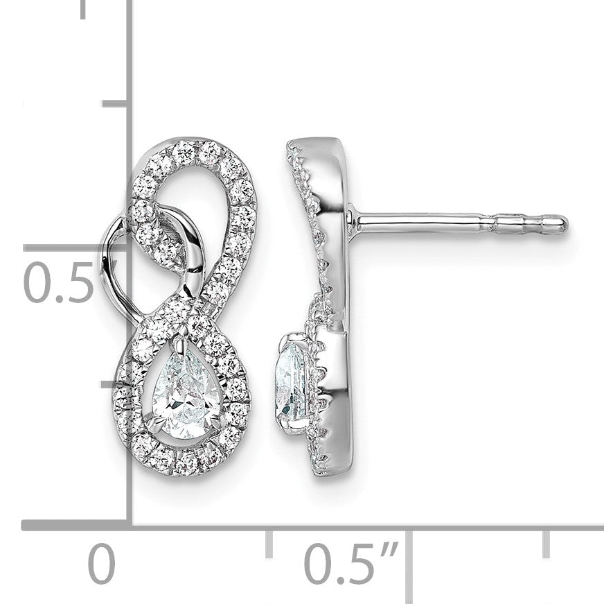 14K White Gold Polished 1/2 carat Diamond Infinity Drop Post Earrings