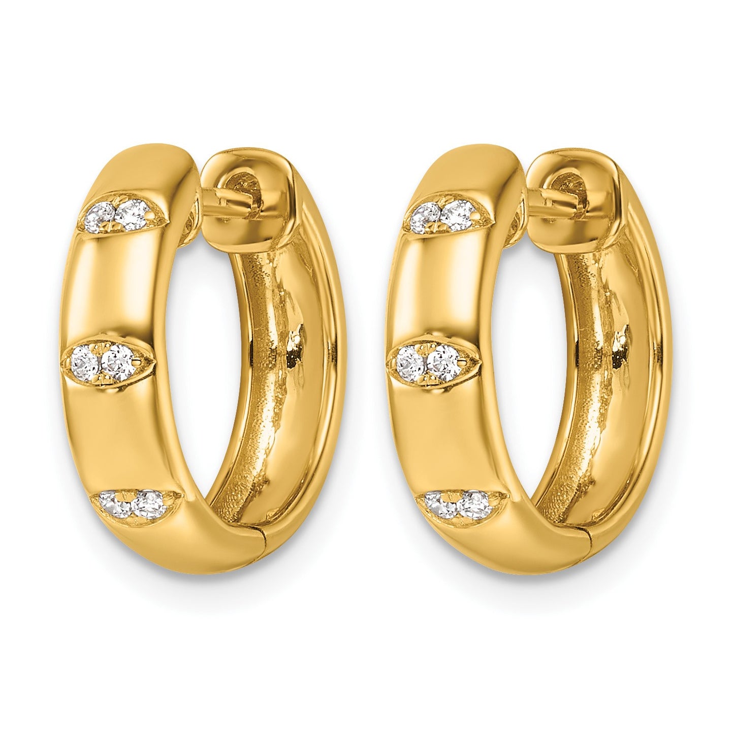 14K 1/8 carat Diamond Fancy Hinged Hoop Earrings