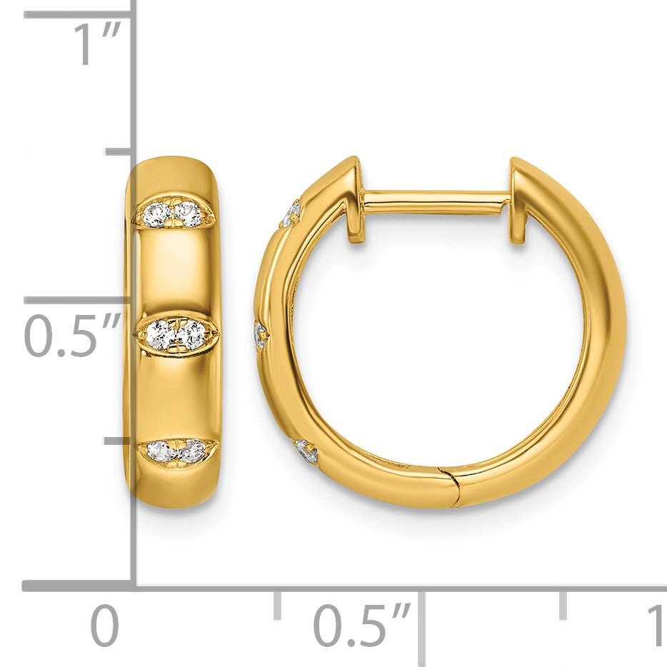 14K 1/8 carat Diamond Fancy Hinged Hoop Earrings