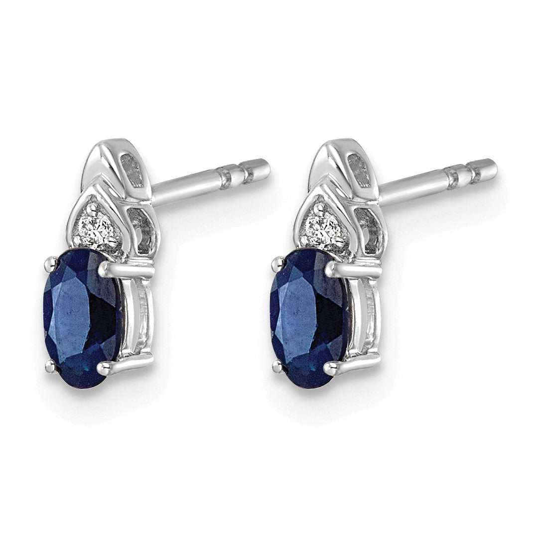 14k White Gold Lab Created Blue Sapphire & Lab Grown Diamond VS/SI+ G+ September Birthstone Complete Stud Earrings