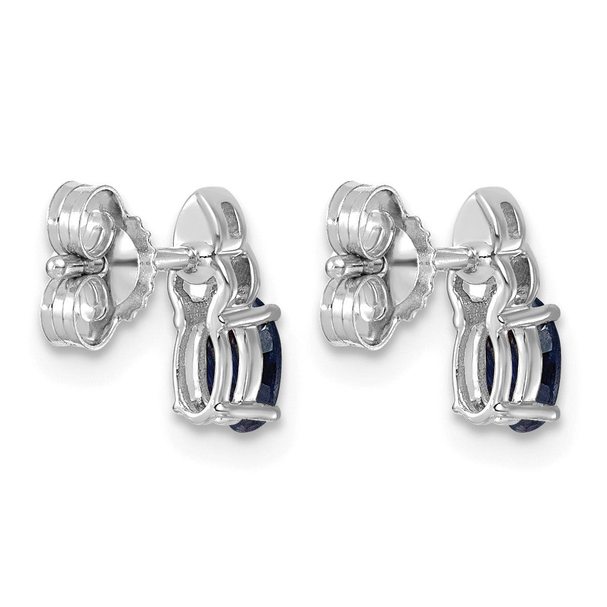 14k White Gold Lab Created Blue Sapphire & Lab Grown Diamond VS/SI+ G+ September Birthstone Complete Stud Earrings