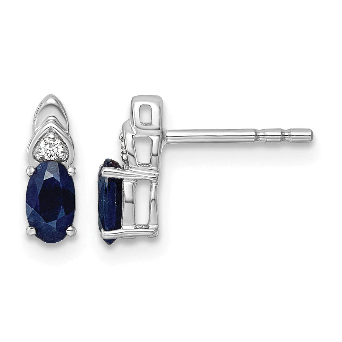 14k White Gold Lab Created Blue Sapphire & Lab Grown Diamond VS/SI+ G+ September Birthstone Complete Stud Earrings