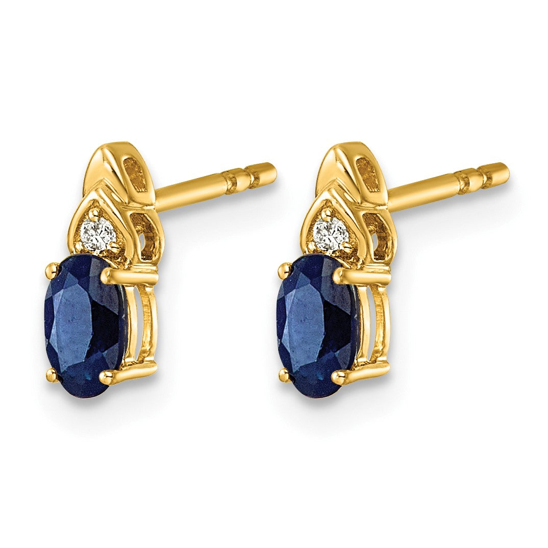 14k Lab Created Blue Sapphire & Lab Grown Diamond VS/SI+ G+ September Birthstone Complete Stud Earrings