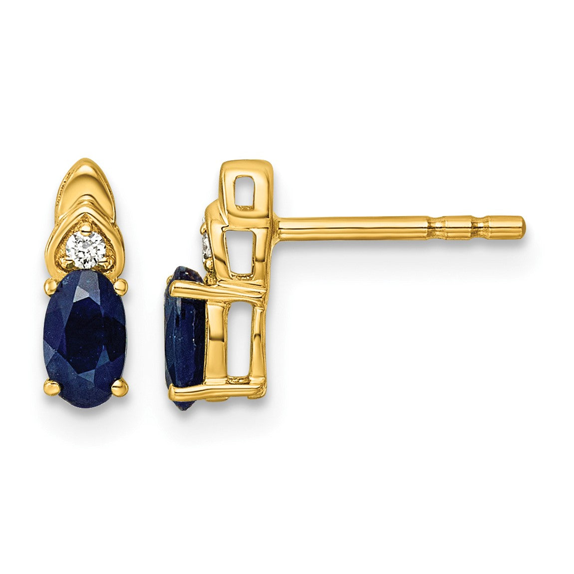 14k Lab Created Blue Sapphire & Lab Grown Diamond VS/SI+ G+ September Birthstone Complete Stud Earrings