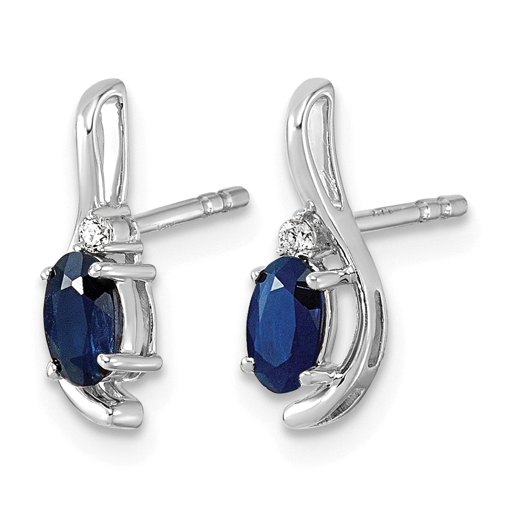 14k White Gold Lab Created Blue Sapphire & Lab Grown Diamond VS/SI+ G+ September Birthstone Complete Stud Earrings