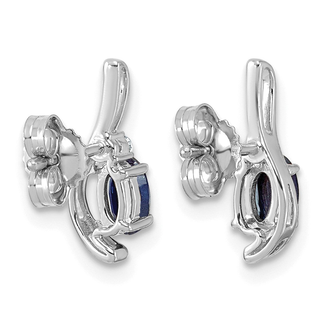 14k White Gold Lab Created Blue Sapphire & Lab Grown Diamond VS/SI+ G+ September Birthstone Complete Stud Earrings