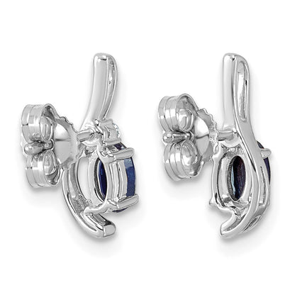 14k White Gold Lab Created Blue Sapphire & Lab Grown Diamond VS/SI+ G+ September Birthstone Complete Stud Earrings
