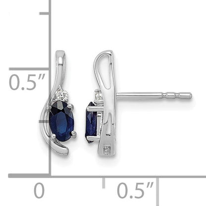 14k White Gold Lab Created Blue Sapphire & Lab Grown Diamond VS/SI+ G+ September Birthstone Complete Stud Earrings