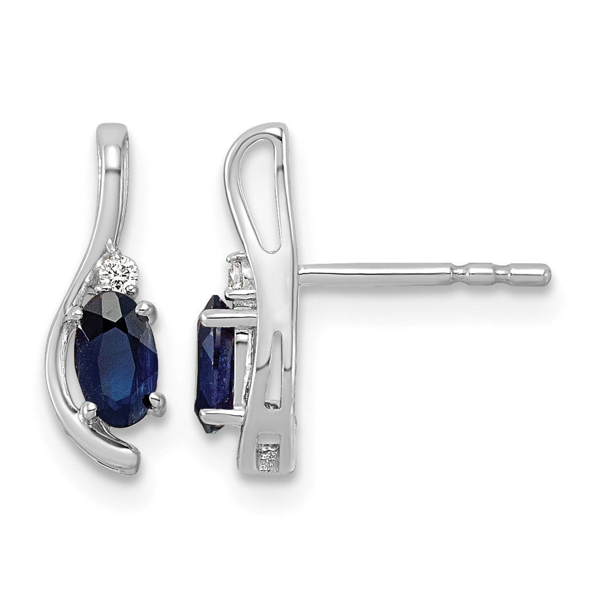 14k White Gold Lab Created Blue Sapphire & Lab Grown Diamond VS/SI+ G+ September Birthstone Complete Stud Earrings
