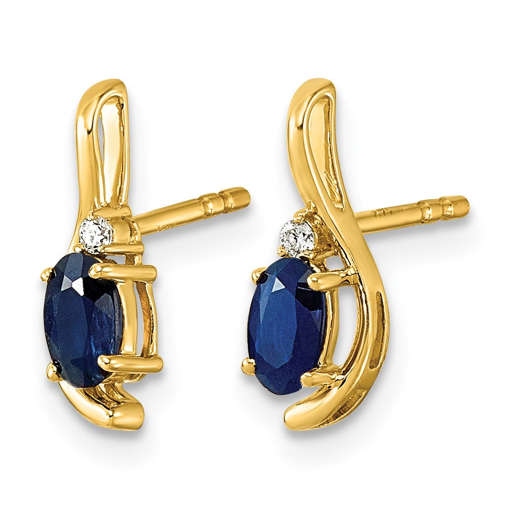 14k Lab Created Blue Sapphire & Lab Grown Diamond VS/SI+ G+ September Birthstone Complete Stud Earrings