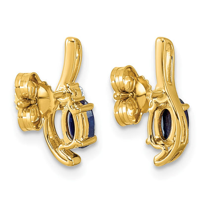 14k Lab Created Blue Sapphire & Lab Grown Diamond VS/SI+ G+ September Birthstone Complete Stud Earrings