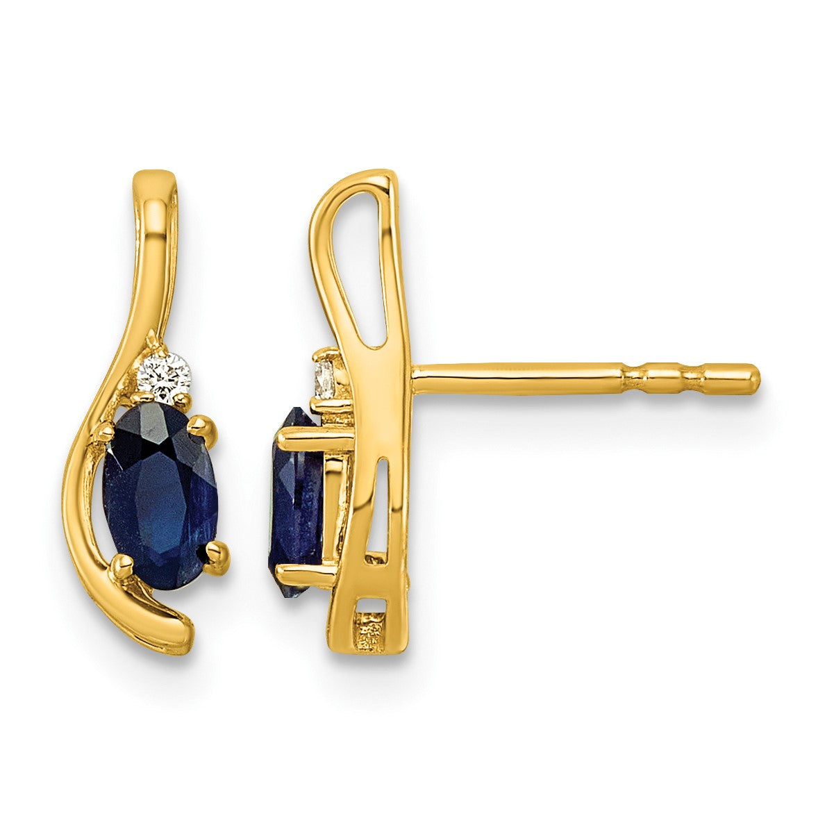14k Lab Created Blue Sapphire & Lab Grown Diamond VS/SI+ G+ September Birthstone Complete Stud Earrings