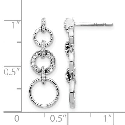 14k White Gold 1/6 carat Diamond Circles Dangle Post Earrings