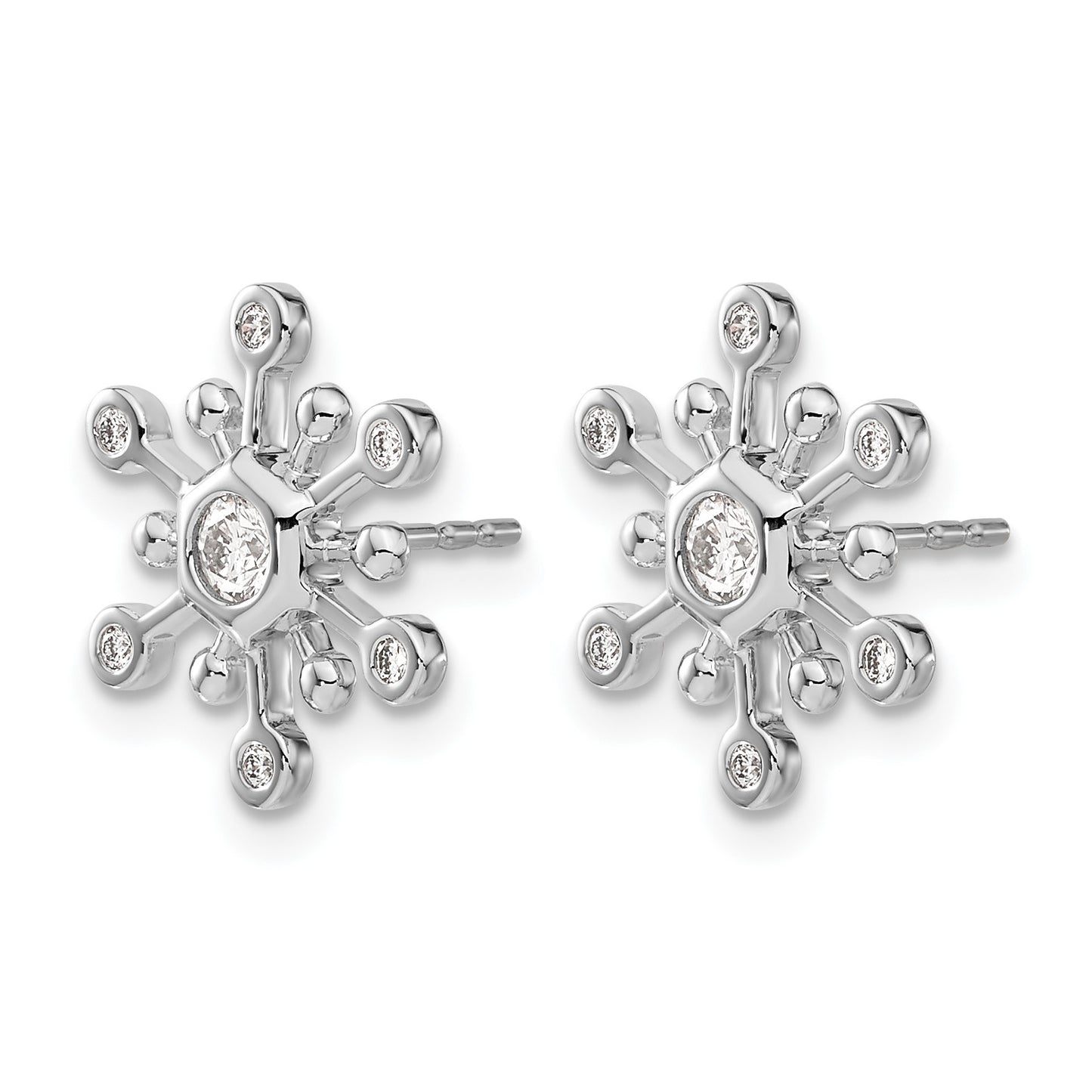 14k White Gold 1/4 carat Diamond Snowflake Post Earrings
