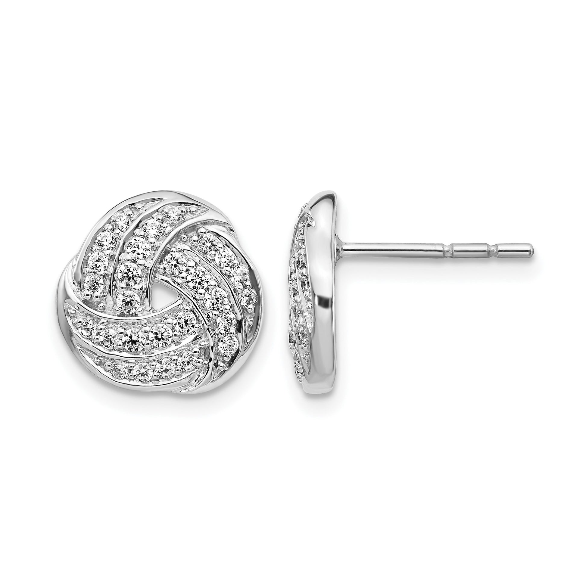 14k White Gold 1/2 carat Diamond Love Knot Post Earrings