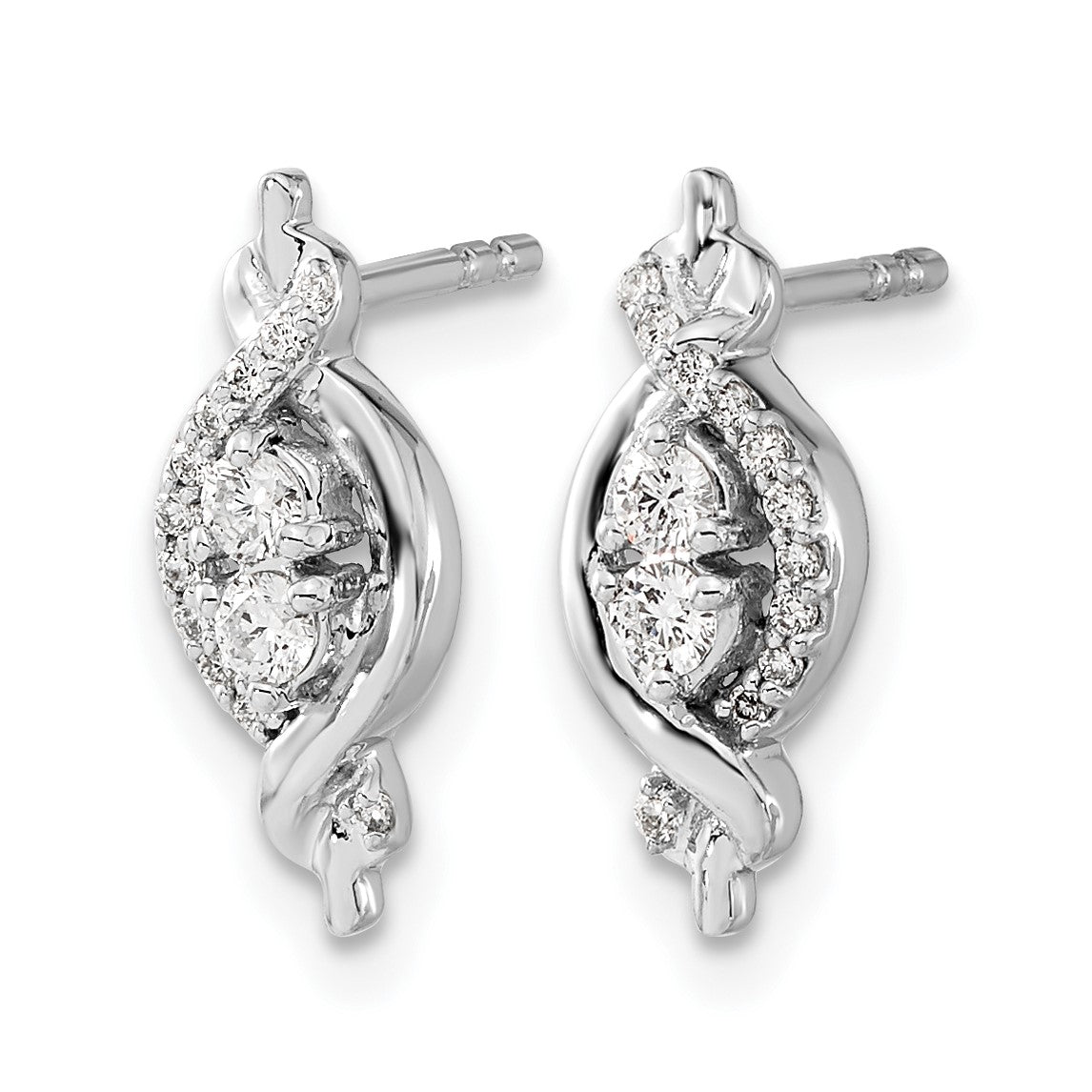 14k White Gold 1/4 carat Diamond Fancy Twist Post Earrings