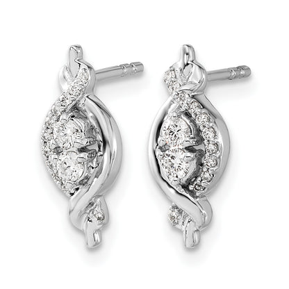 14k White Gold 1/4 carat Diamond Fancy Twist Post Earrings