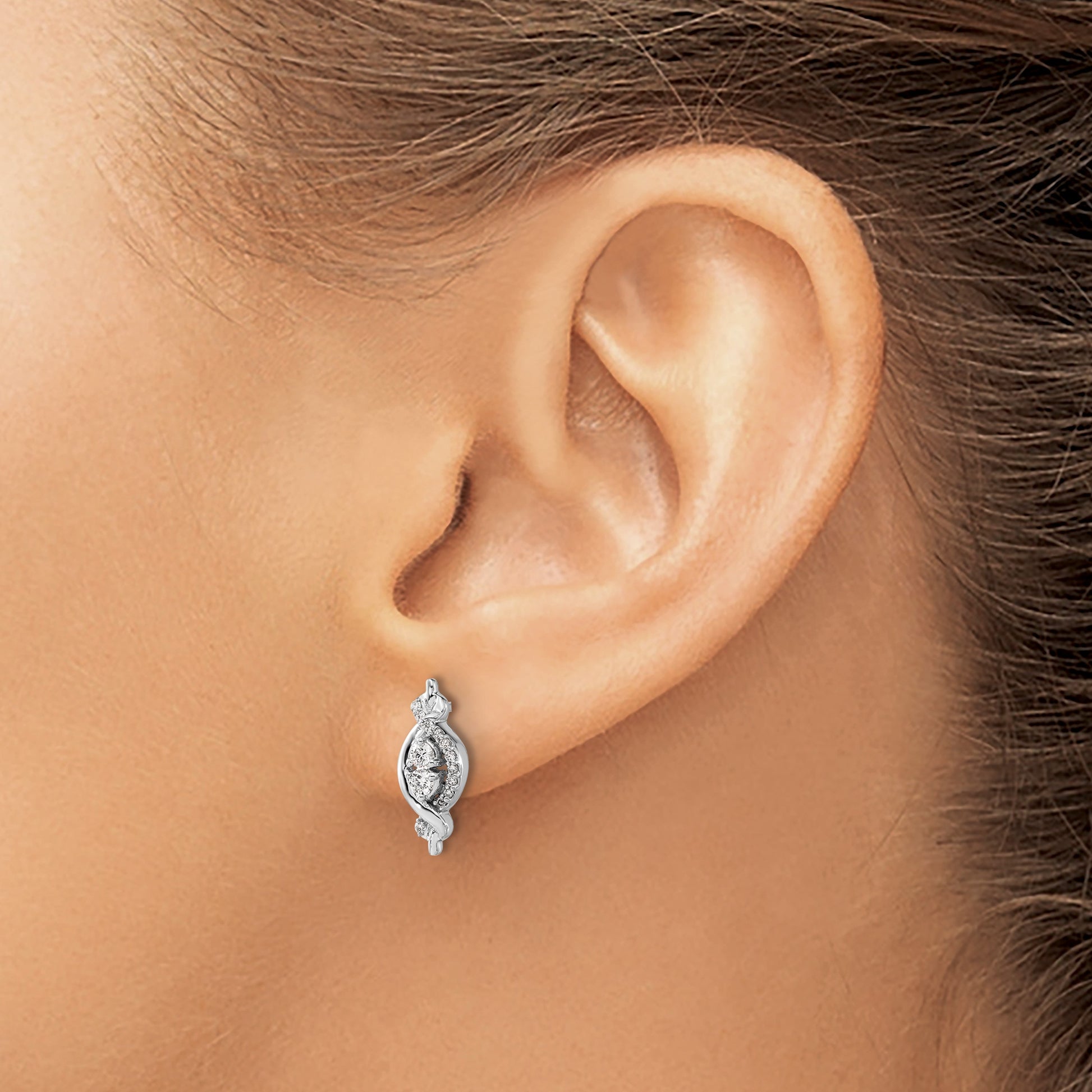 14k White Gold 1/4 carat Diamond Fancy Twist Post Earrings