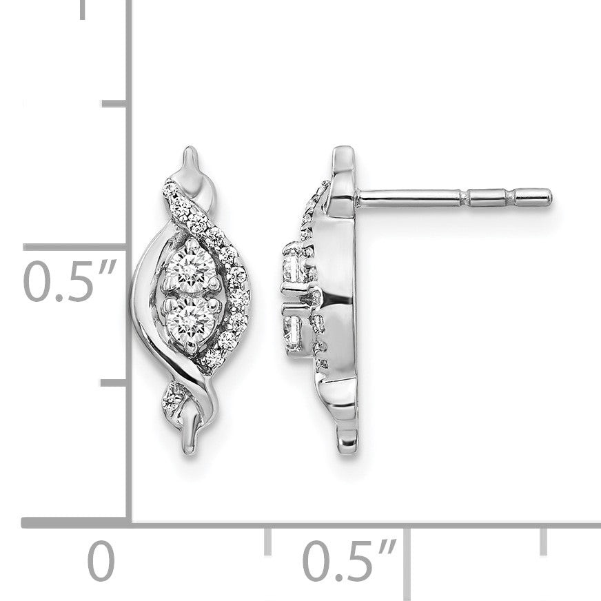 14k White Gold 1/4 carat Diamond Fancy Twist Post Earrings