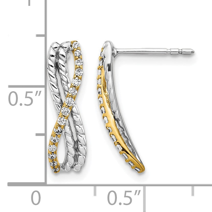 14k Two-tone 1/5 carat Diamond Fancy Post Earrings