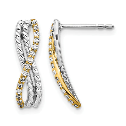 14k Two-tone 1/5 carat Diamond Fancy Post Earrings
