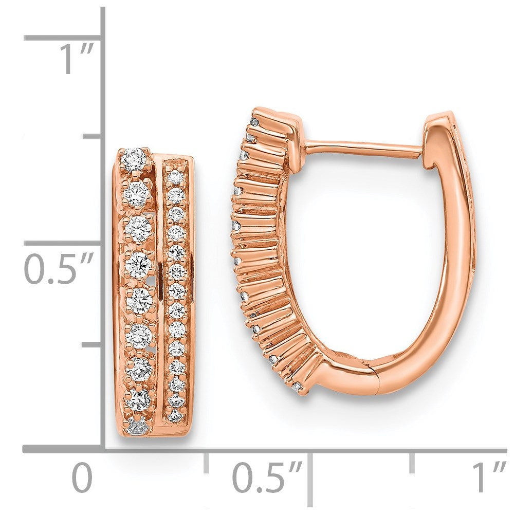 14k Rose Gold Diamond Fancy Hoop Earrings