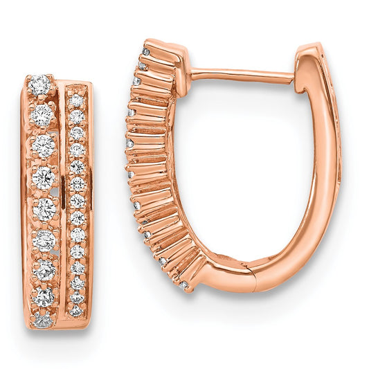 14k Rose Gold Diamond Fancy Hoop Earrings