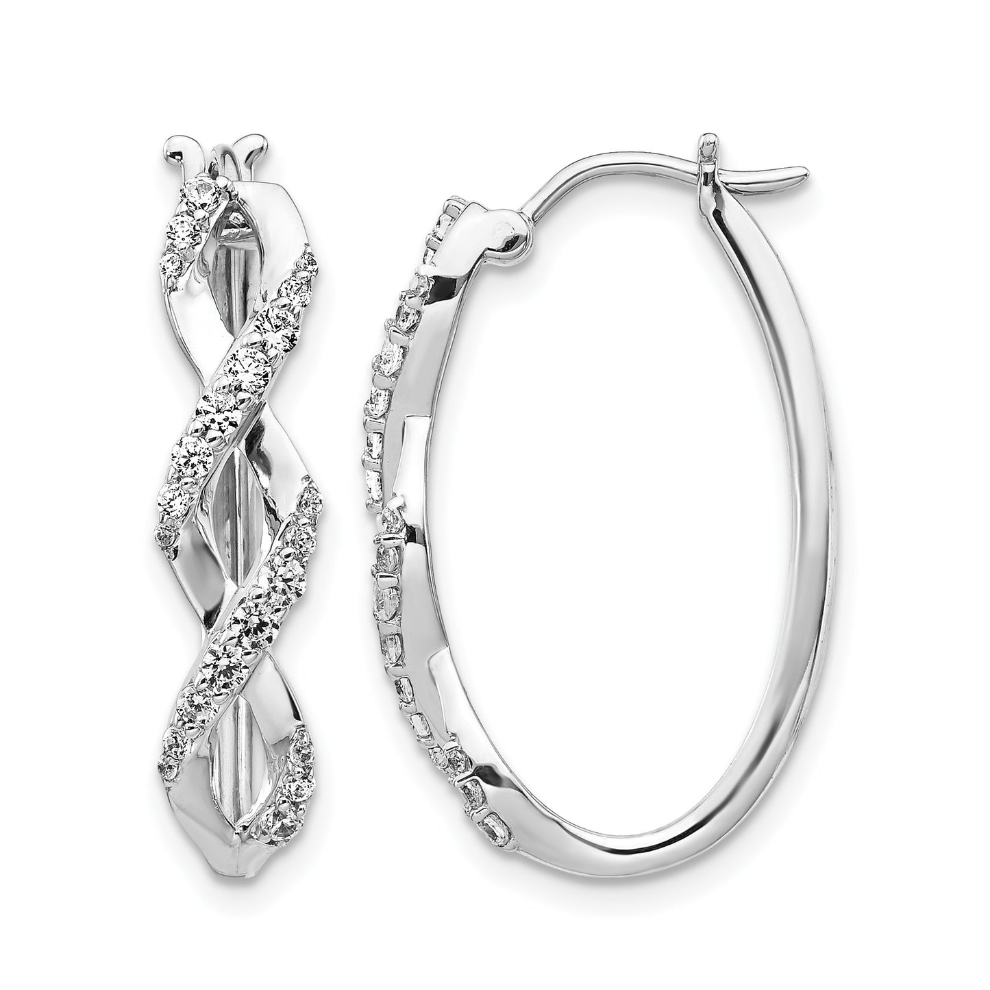 14k White Gold 1/2 carat Diamond Fancy Hoop Earrings