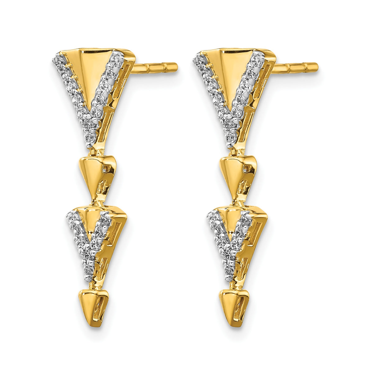 14k 1/5 carat Diamond Fancy Post Dangle Earrings