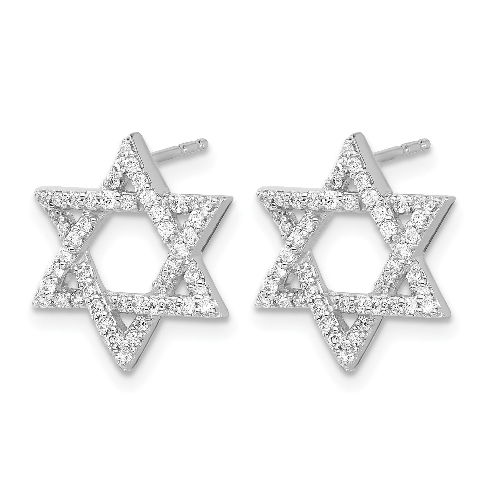 14k White Gold 3/8 carat Diamond Star of David Post Earrings