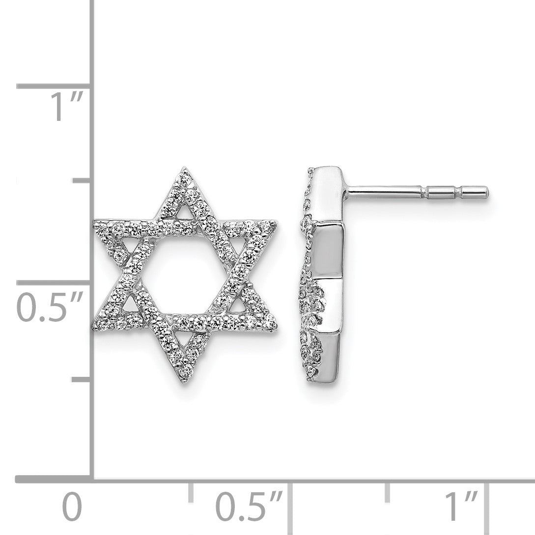 14k White Gold 3/8 carat Diamond Star of David Post Earrings