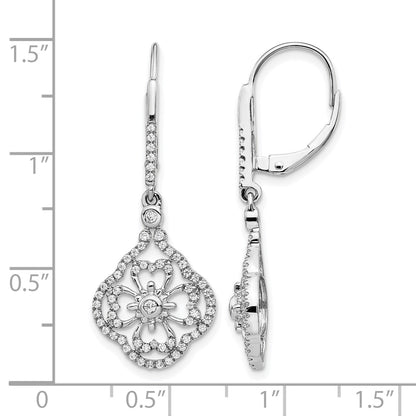 14k White Gold 1/2 carat Diamond Fancy Dangle Leverback Earrings