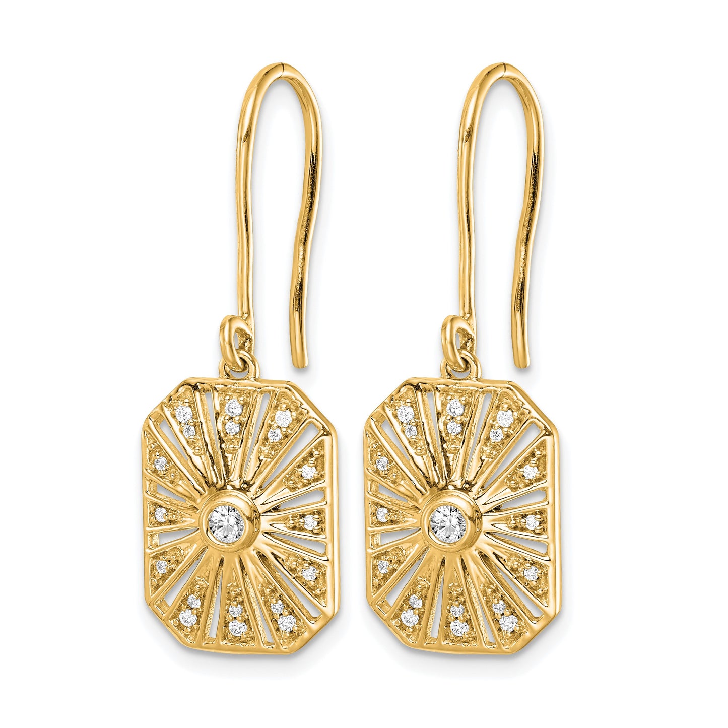 14k 1/5 carat Diamond Vintage-style Dangle Shepherd Hook Earrings