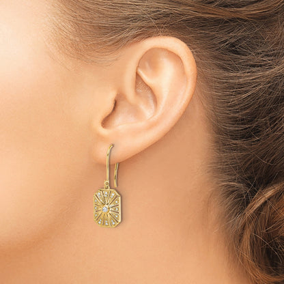 14k 1/5 carat Diamond Vintage-style Dangle Shepherd Hook Earrings