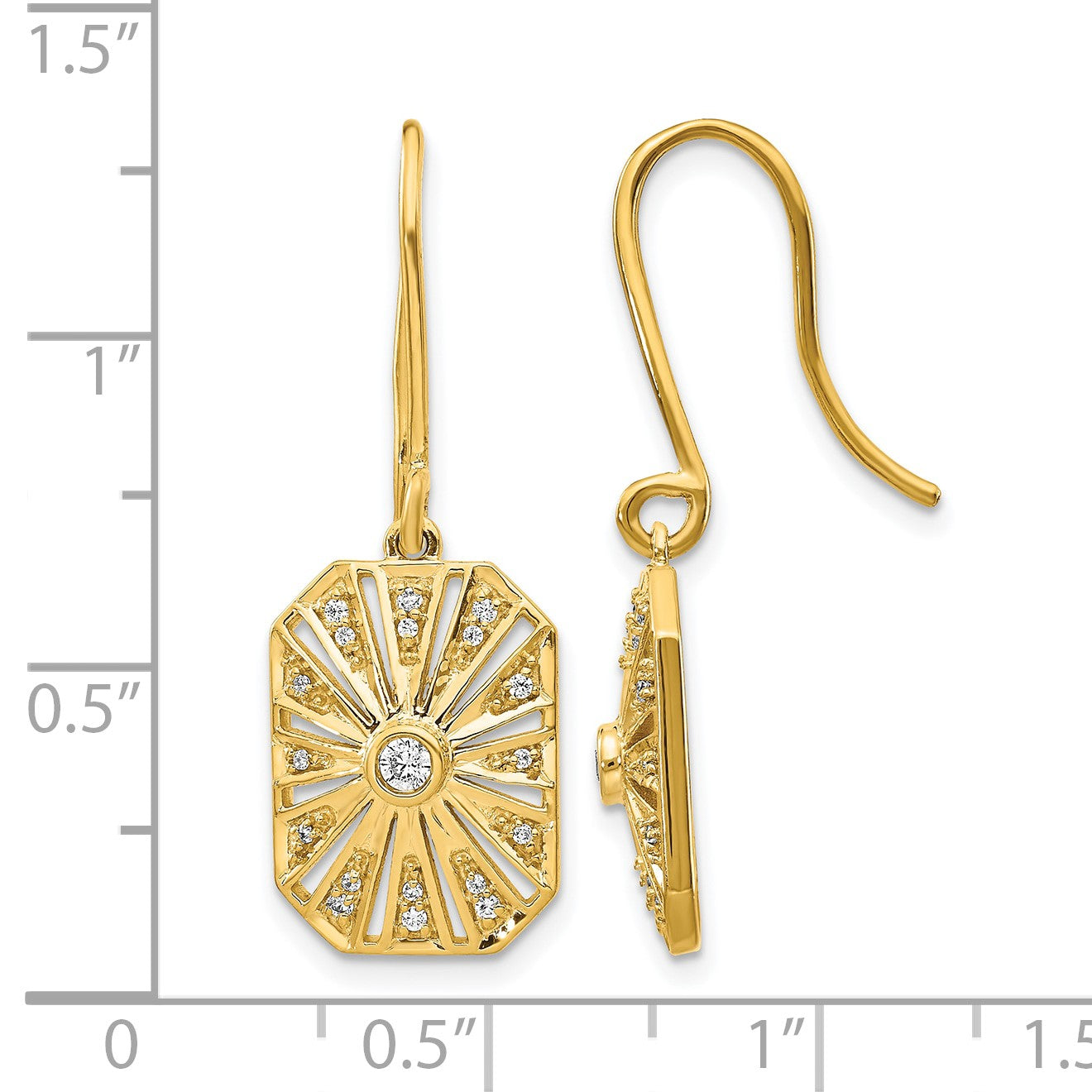 14k 1/5 carat Diamond Vintage-style Dangle Shepherd Hook Earrings