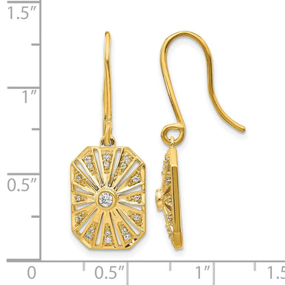 14k 1/5 carat Diamond Vintage-style Dangle Shepherd Hook Earrings