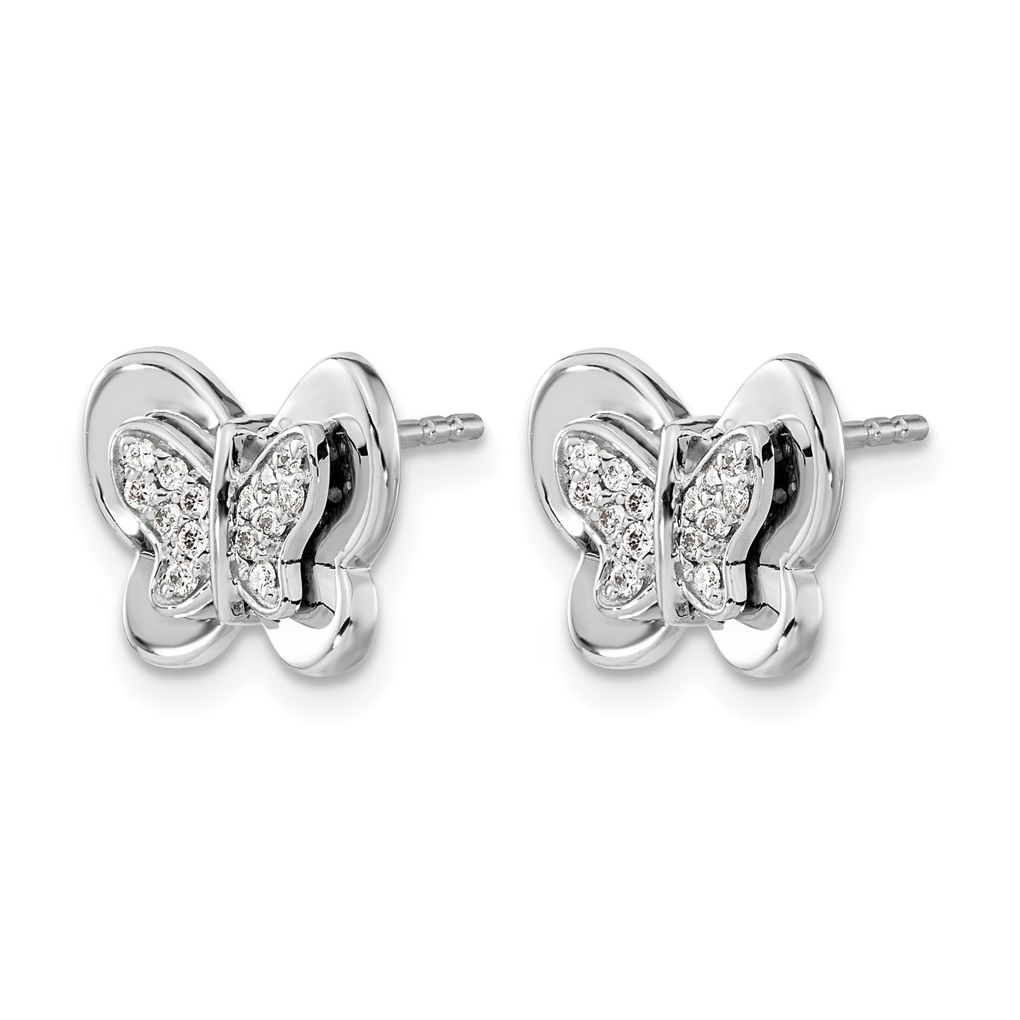 14k White Gold 1/6 carat Diamond Butterfly Post Earrings